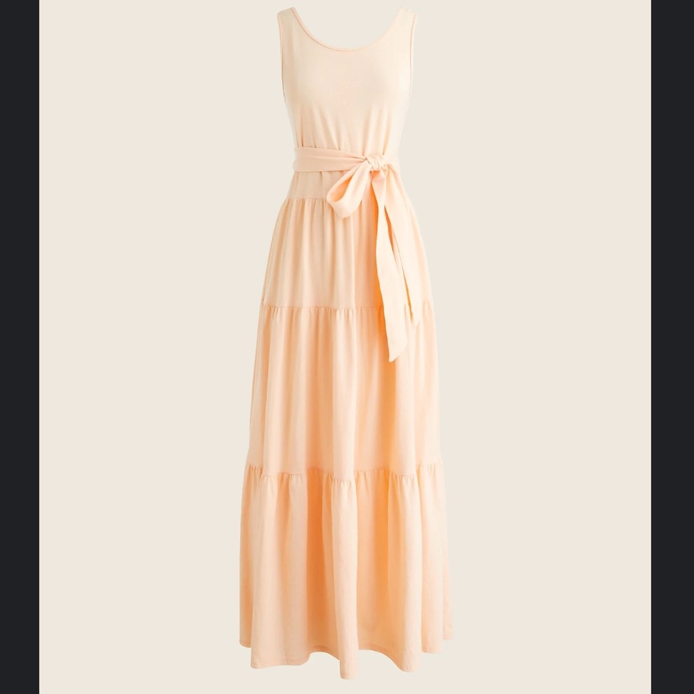 NWT!! J Crew Broken-In Jersey Tiered Maxi Dress in Light Orange